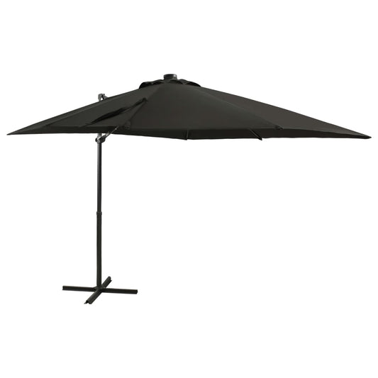 Ampelschirm mit Mast und LED-Leuchten Schwarz 250 cm 124296