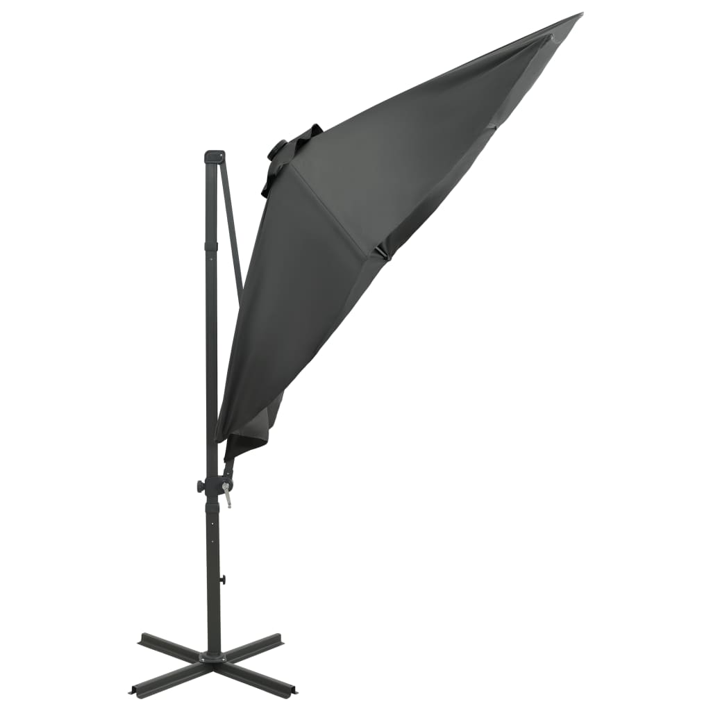 Ampelschirm mit Mast und LED-Leuchten Anthrazit 300 cm 121885