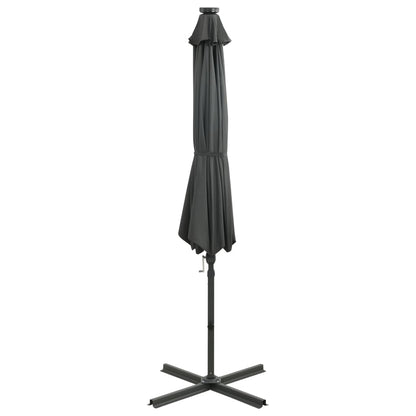 Ampelschirm mit Mast und LED-Leuchten Anthrazit 300 cm 121885