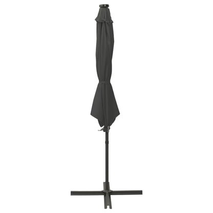 Ampelschirm mit Mast und LED-Leuchten Anthrazit 300 cm 124263