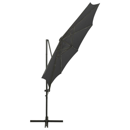 Ampelschirm mit Mast und LED-Leuchten Anthrazit 300 cm 124263