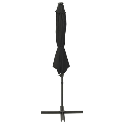 Ampelschirm mit Mast und LED-Leuchten Schwarz 300 cm 126766