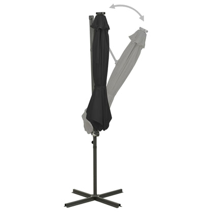 Ampelschirm mit Mast und LED-Leuchten Schwarz 300 cm 126766