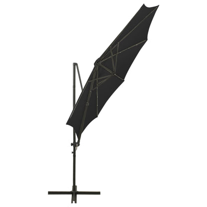 Ampelschirm mit Mast und LED-Leuchten Schwarz 300 cm 126766