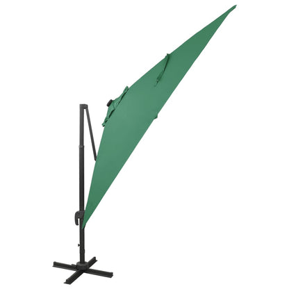 Ampelschirm mit Mast und LED-Leuchten Grün 300 cm 122346