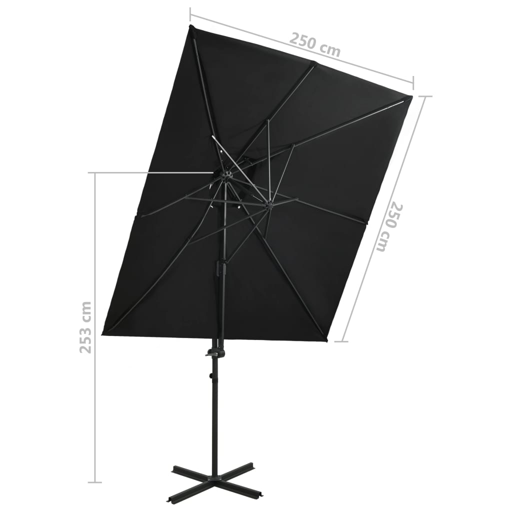 Ampelschirm mit Lüftung Schwarz 250x250 cm 131594