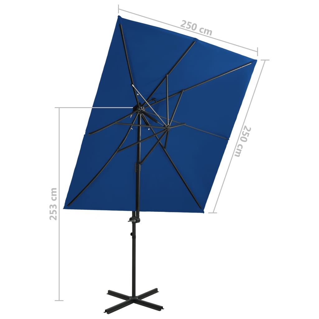 Ampelschirm mit Lüftung Azurblau 250x250 cm 121675