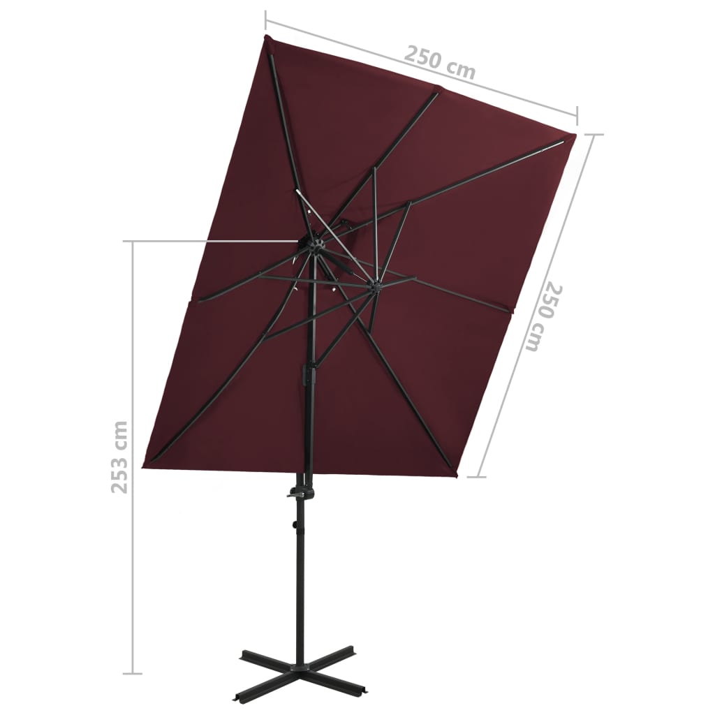 Ampelschirm mit Lüftung Bordeauxrot 250x250 cm 125447