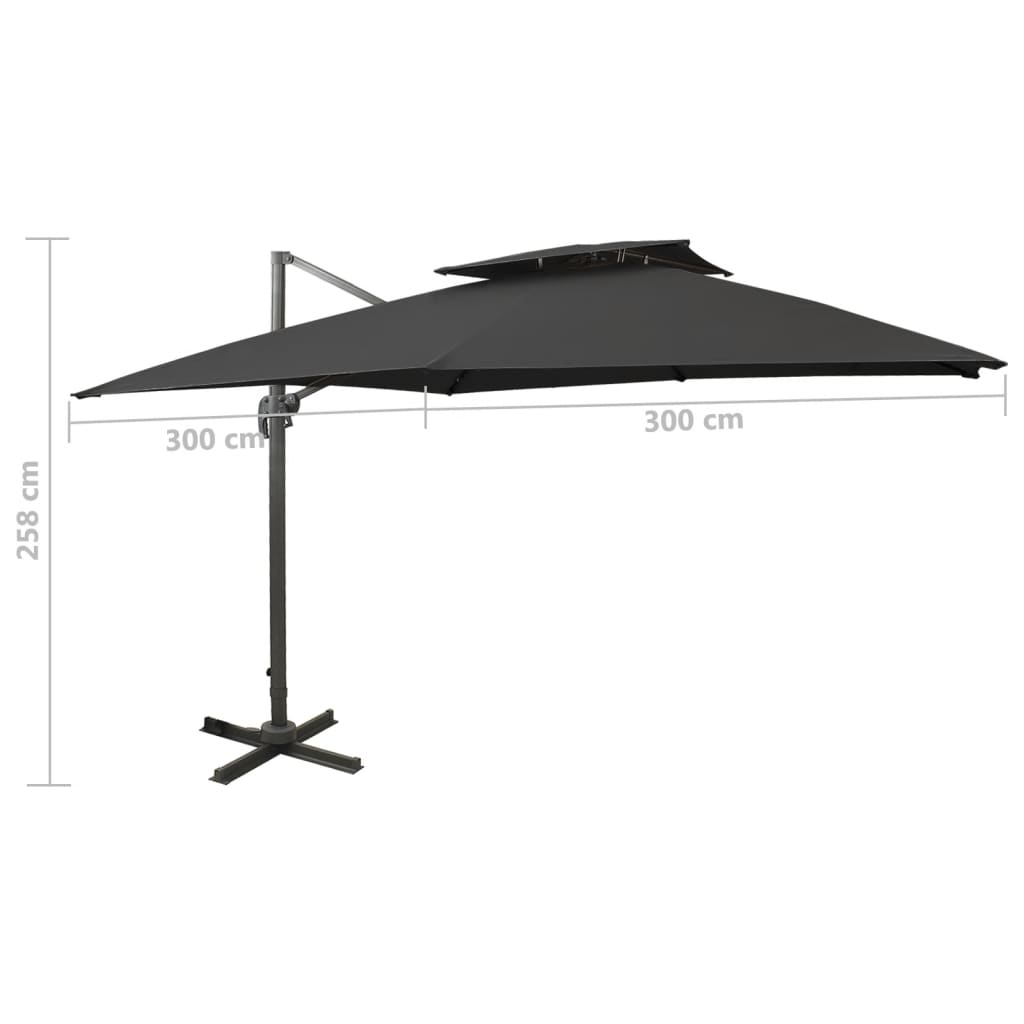 Ampelschirm mit Lüftung 300x300 cm Schwarz 137502