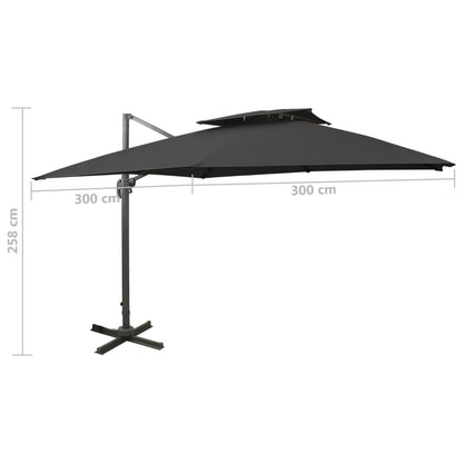 Ampelschirm mit Lüftung 300x300 cm Schwarz 137502