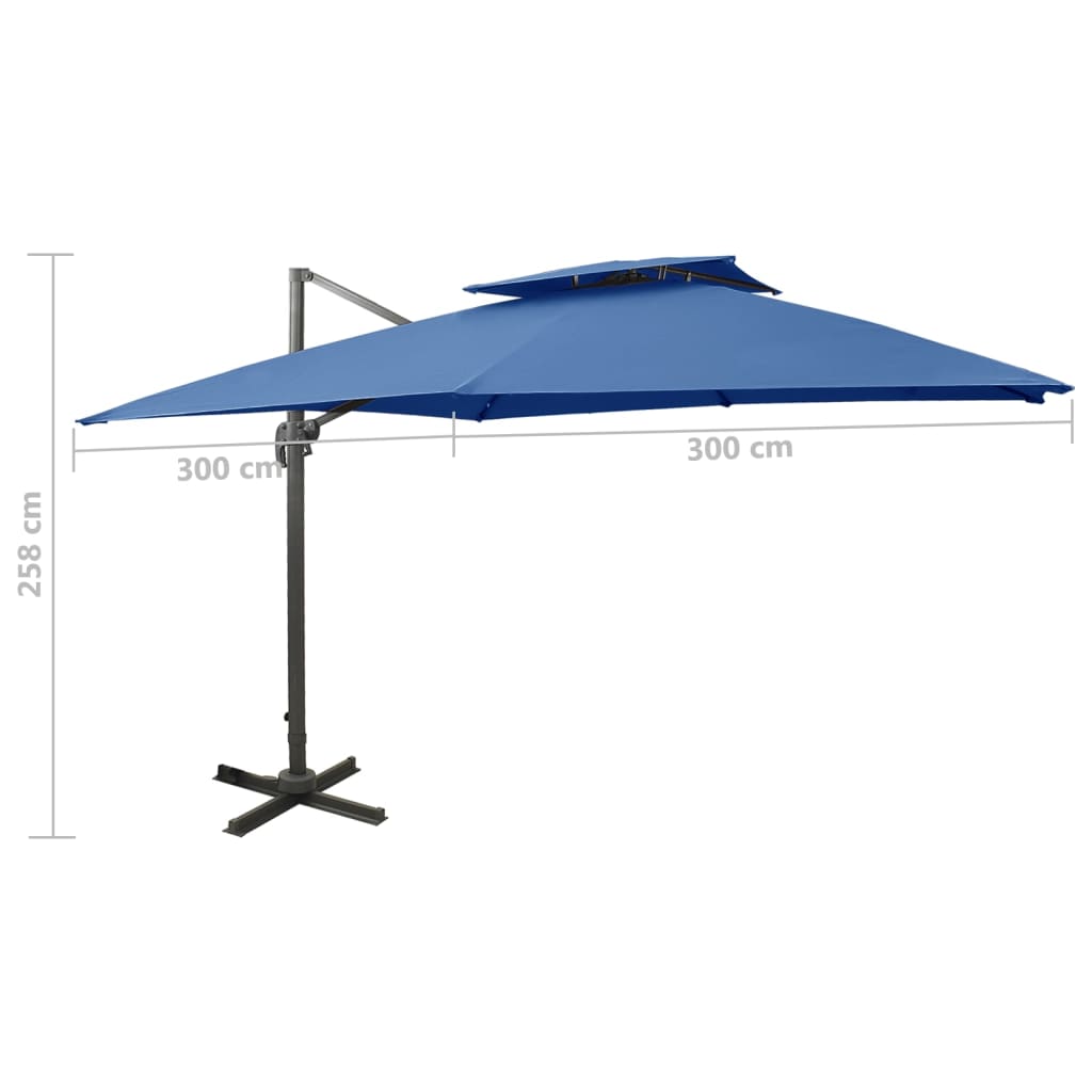 Ampelschirm mit Lüftung 300x300 cm Azurblau 125775