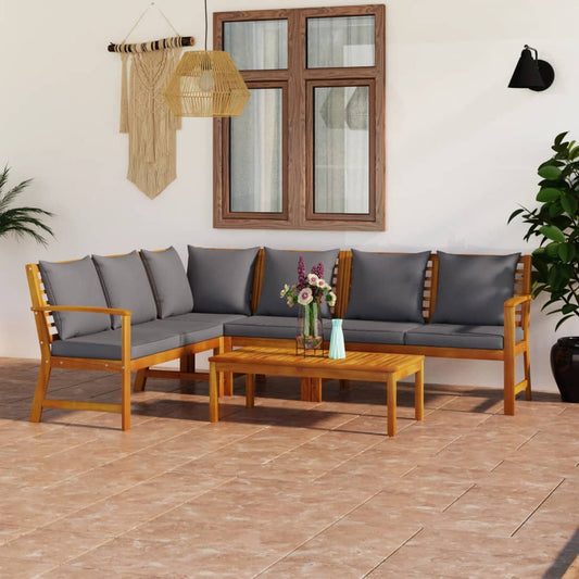 5-tlg. Garten-Lounge-Set mit Auflagen Massivholz Akazie 120791