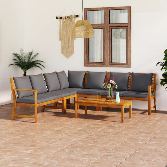 6-tlg. Garten-Lounge-Set mit Auflagen Massivholz Akazie 120372