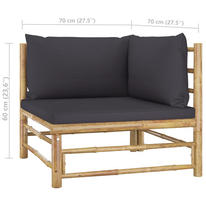 5-tlg. Garten-Lounge-Set mit Dunkelgrauen Kissen Bambus 120512