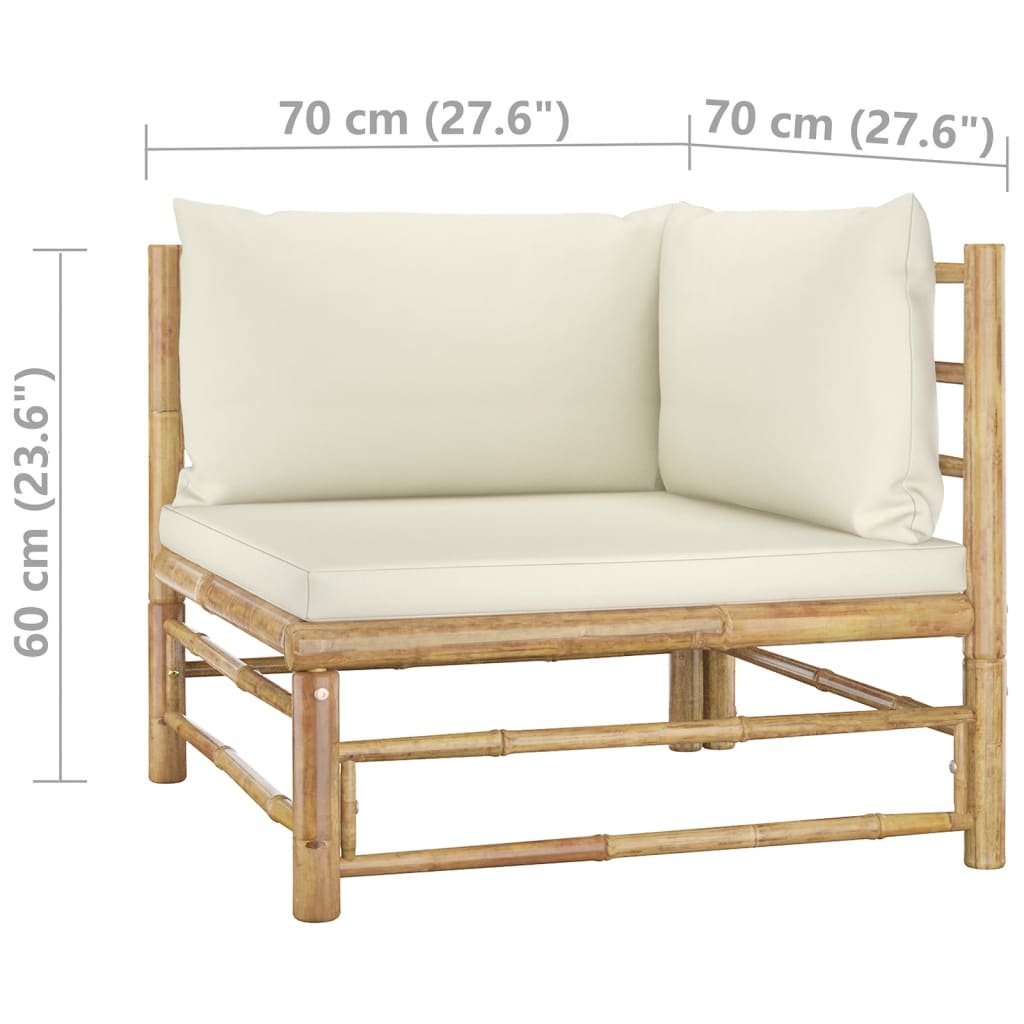 6-tlg. Garten-Lounge-Set mit Cremeweißen Kissen Bambus 120591