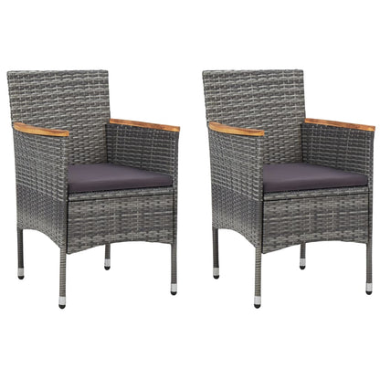 3-tlg. Bistro-Set Poly Rattan und Hartglas Grau 106798