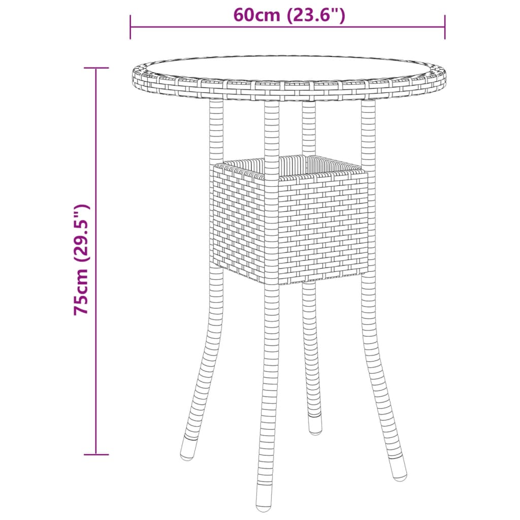 3-tlg. Garten-Essgruppe Poly Rattan Beige 120228