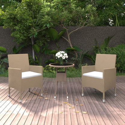 3-tlg. Garten-Essgruppe Poly Rattan Beige 120228