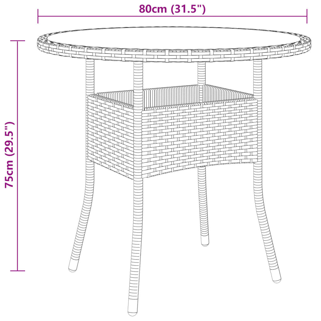 3-tlg. Garten-Essgruppe Poly Rattan Grau 111275