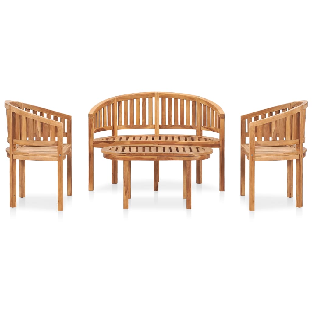 4-tlg. Garten-Lounge-Set Massivholz Teak 120376