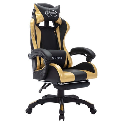 85046 Gaming-Stuhl mit RGB LED-Leuchten Gold und Schwarz Kunstleder