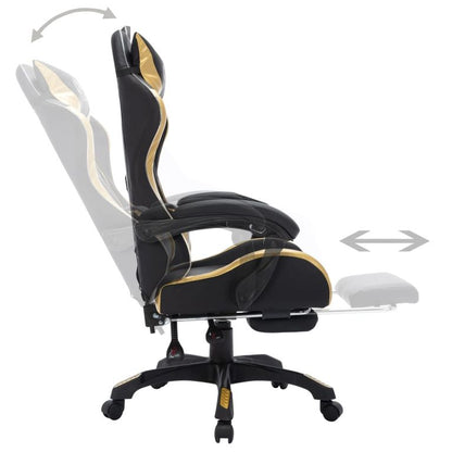 85046 Gaming-Stuhl mit RGB LED-Leuchten Gold und Schwarz Kunstleder