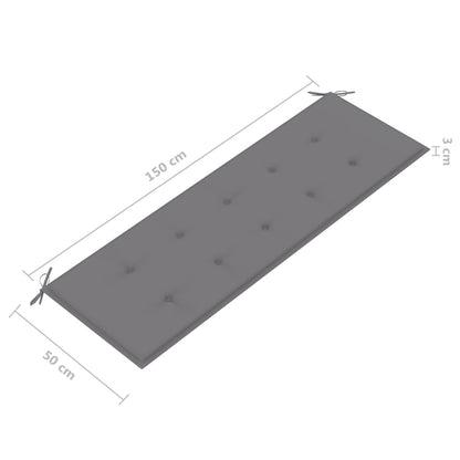 3-Sitzer-Gartenbank mit Auflage 150 cm Grau Eukalyptusholz 111492