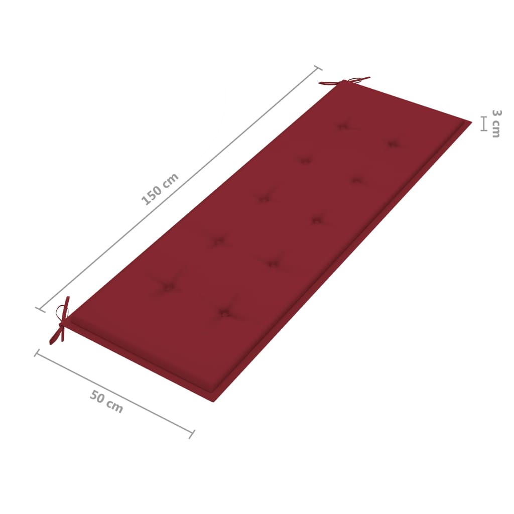 3-Sitzer-Gartenbank mit Auflage 150 cm Grau Eukalyptusholz 104366