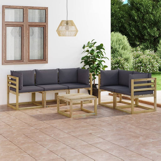 6-tlg. Garten-Lounge-Set mit Anthrazit Kissen 100847