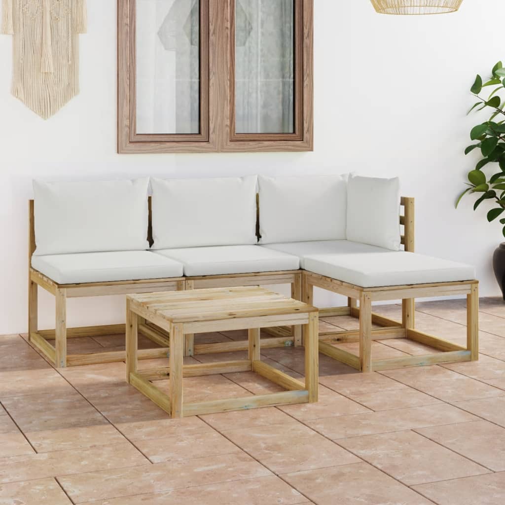 5-tlg. Garten-Lounge-Set mit Creme Kissen 118359