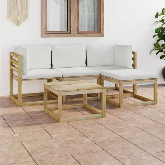 5-tlg. Garten-Lounge-Set mit Creme Kissen 118358