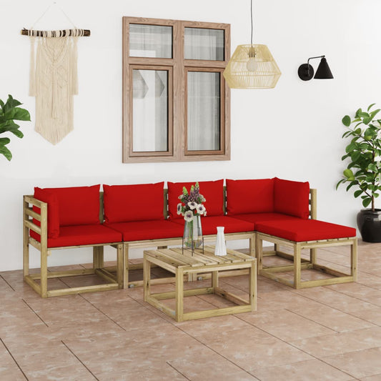 6-tlg. Garten-Lounge-Set mit Kissen Imprägniertes Kiefernholz 100833