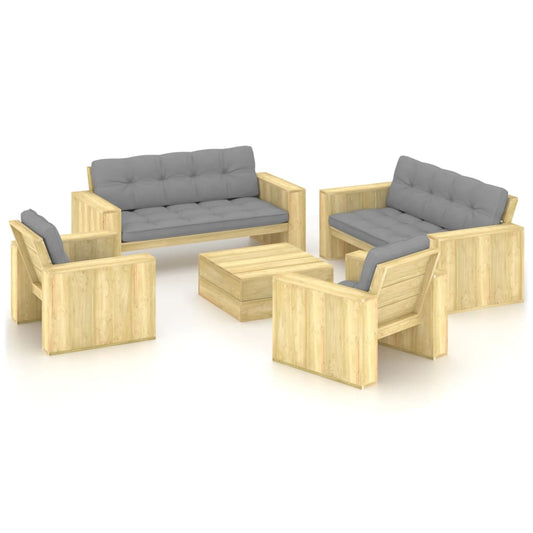 5-tlg. Garten-Lounge-Set mit Kissen Kiefernholz Imprägniert 111707