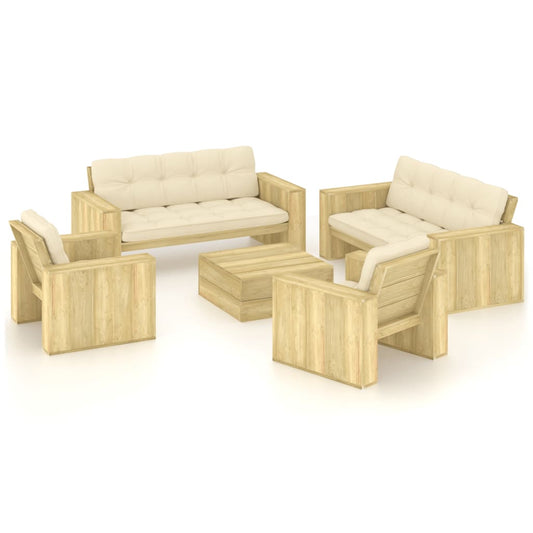 5-tlg. Garten-Lounge-Set mit Kissen Kiefernholz Imprägniert 111685