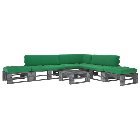 6-tlg. Paletten-Lounge-Set mit Kissen Grau Kiefer Imprägniert 103259