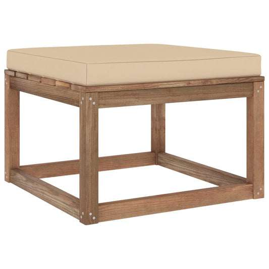 Gartenhocker mit Kissen Beige 106700