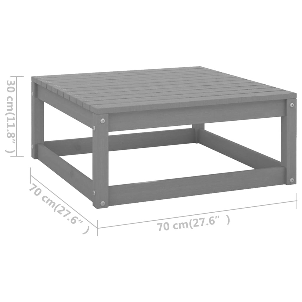 Garten-Fußhocker mit Grauen Kissen Massivholz Kiefer 101385