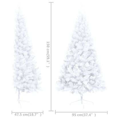 Künstlicher Halber Weihnachtsbaum mit Ständer Weiß 150 cm PVC 87237