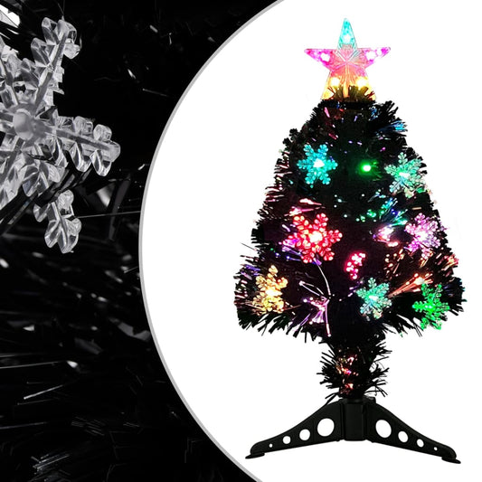 Weihnachtsbaum mit LED-Schneeflocken Schwarz 64 cm Fiberoptik 126855