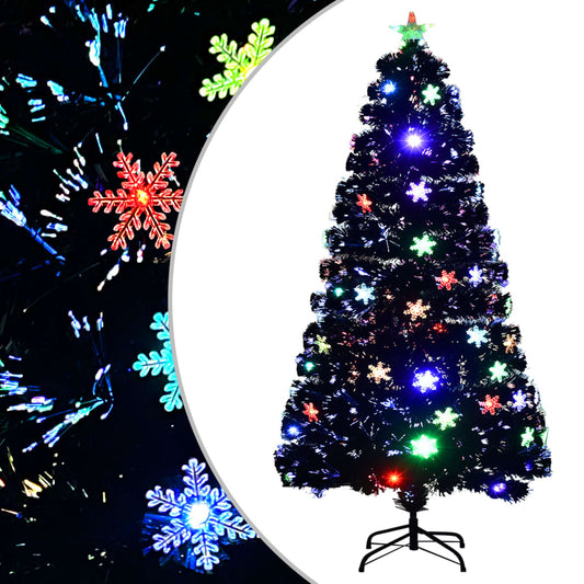 Weihnachtsbaum mit LED-Schneeflocken Schwarz 120 cm Fiberoptik 126404