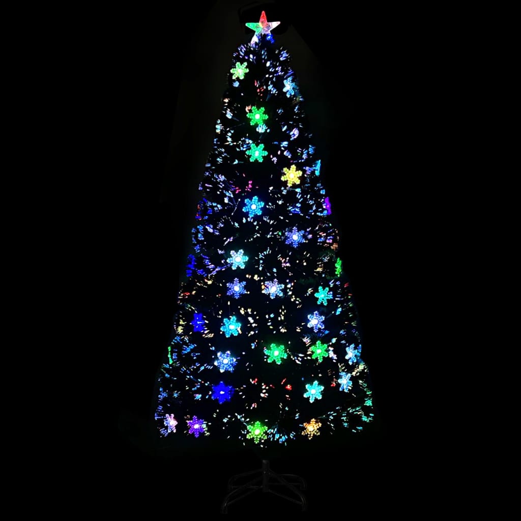 Weihnachtsbaum mit LED-Schneeflocken Schwarz 150 cm Fiberoptik 126636