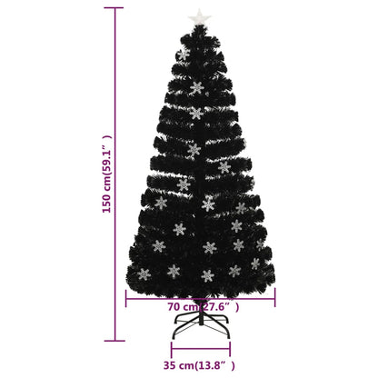 Weihnachtsbaum mit LED-Schneeflocken Schwarz 150 cm Fiberoptik 126636