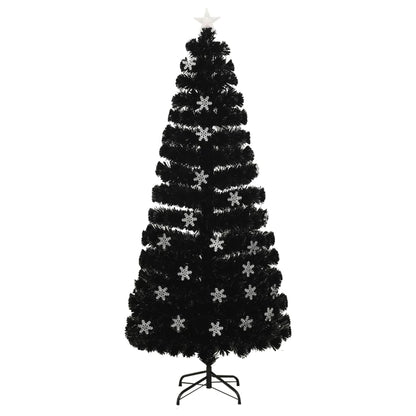 Weihnachtsbaum mit LED-Schneeflocken Schwarz 180 cm Fiberoptik 127985