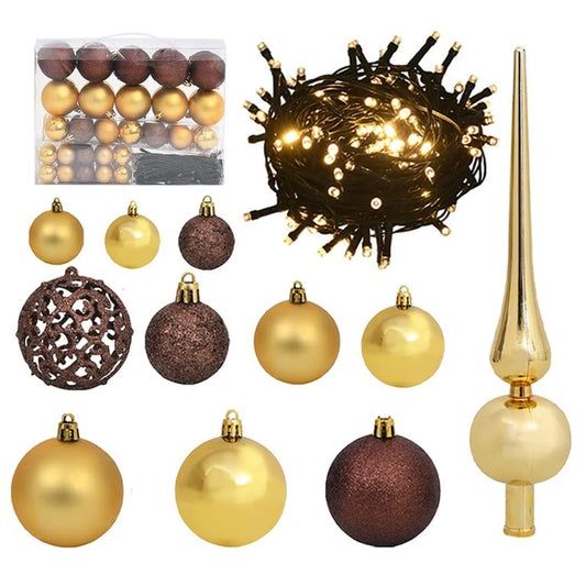 61-tlg. Weihnachtskugel-Set mit Spitze & 150 LEDs Golden Bronze 87019