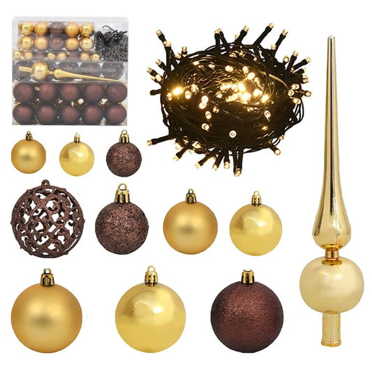 120-tlg. Weihnachtskugel-Set mit Spitze & 300 LED Golden Bronze 127696