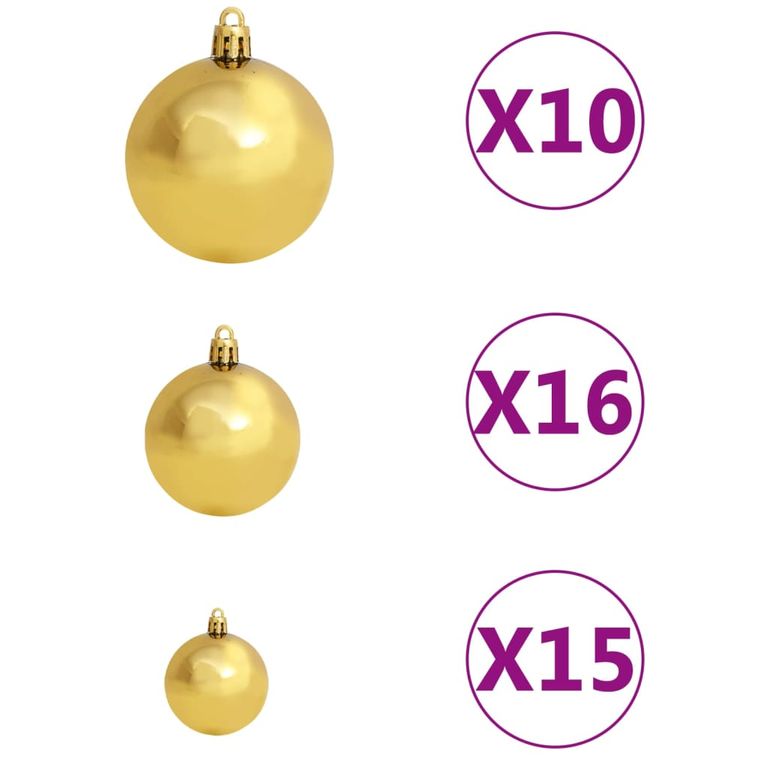 120-tlg. Weihnachtskugel-Set mit Spitze & 300 LED Golden Bronze 127696