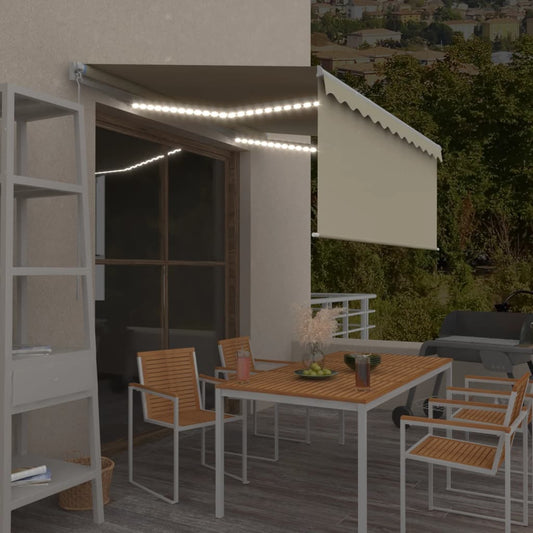 Gelenkarmmarkise Einziehbar mit Jalousie & LED 3x2,5 m Creme   121458