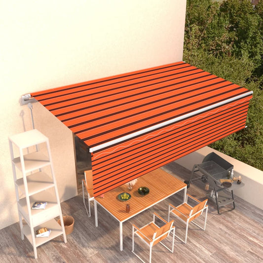 Gelenkarmmarkise Automatisch mit Jalousie 6x3m Orange und Braun 142286