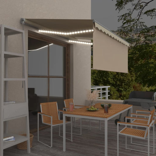 Gelenkarmmarkise Einziehbar mit Jalousie & LED 3x2,5 m Creme   126288