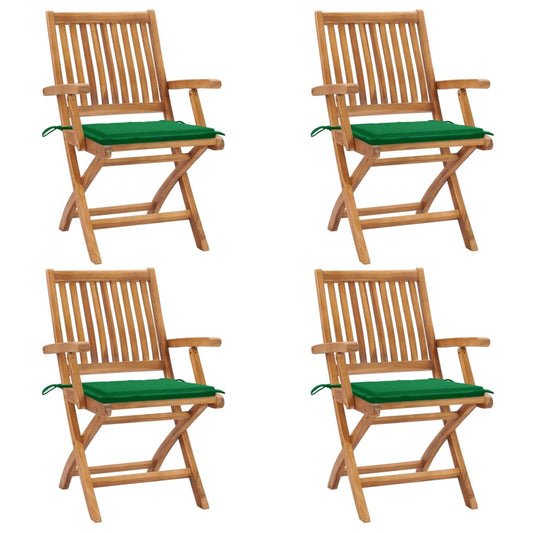 Klappbare Gartenstühle mit Kissen 4 Stk. Massivholz Teak 102170